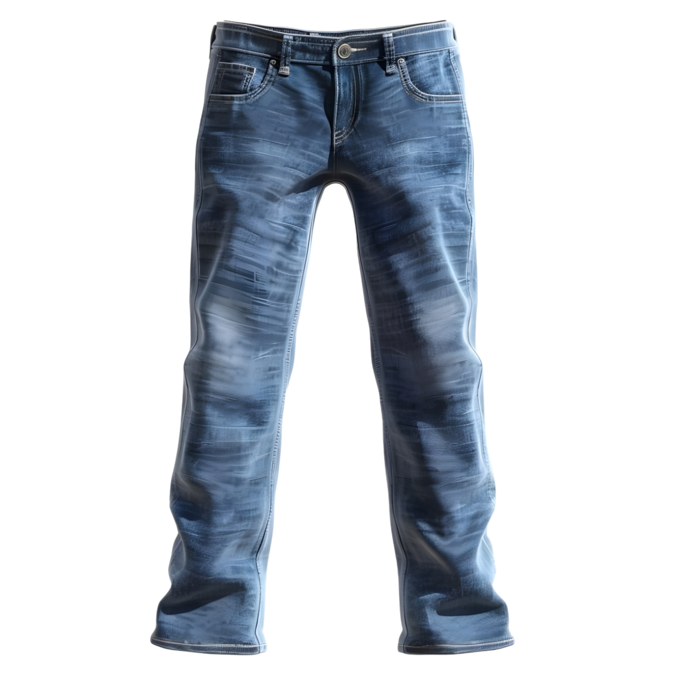 Faded Blue Slim-Fit Jeans with Distressed Detailing isolated on transparent background png