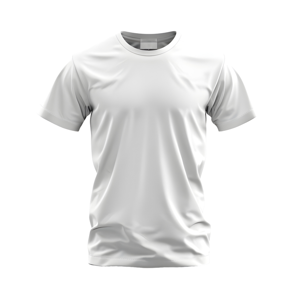 Sleek white t-shirt design with natural folds, isolated on a transparent background png