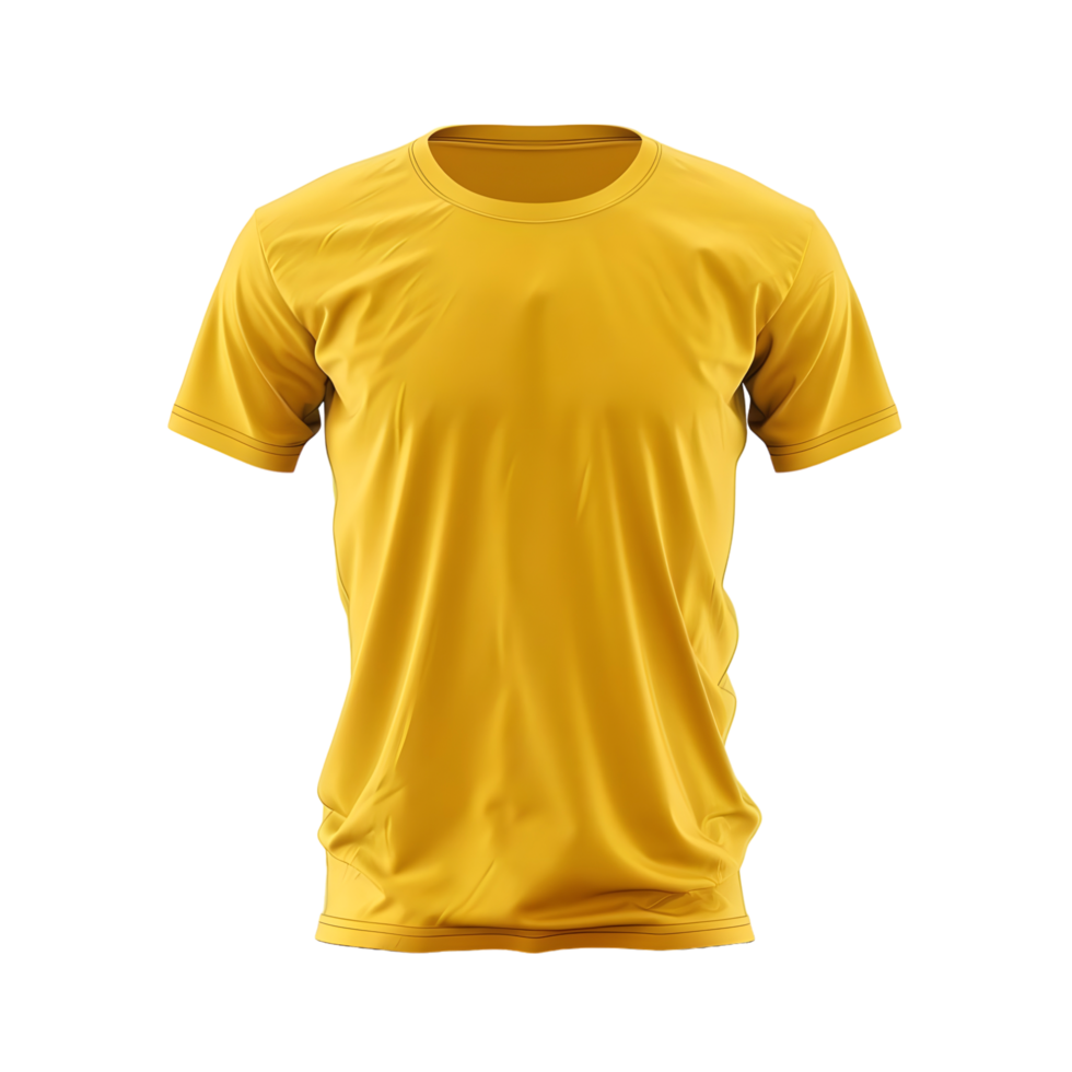 Stylish yellow t-shirt with simple design, isolated on a transparent background png