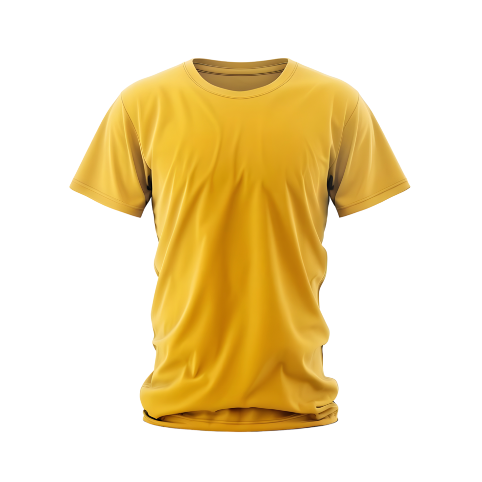 Plain yellow t-shirt with short sleeves, isolated on a transparent background png