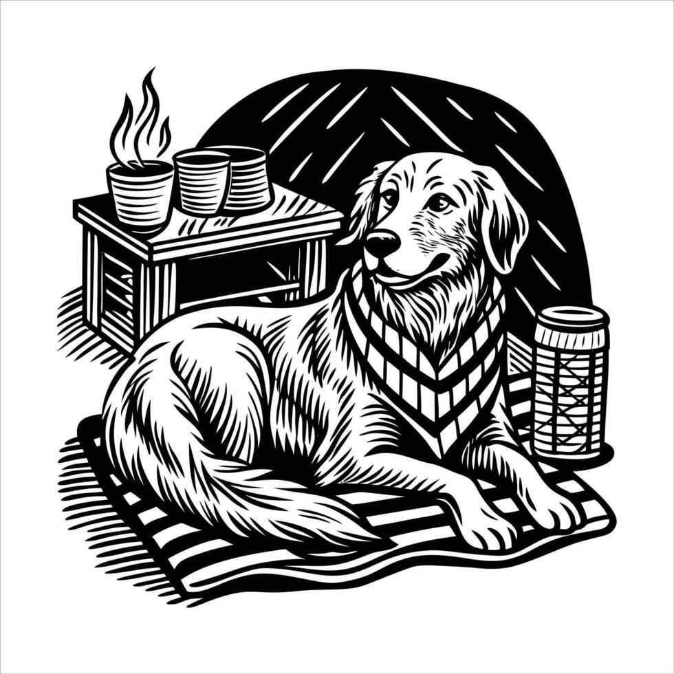 Golden Retriever Lying vector