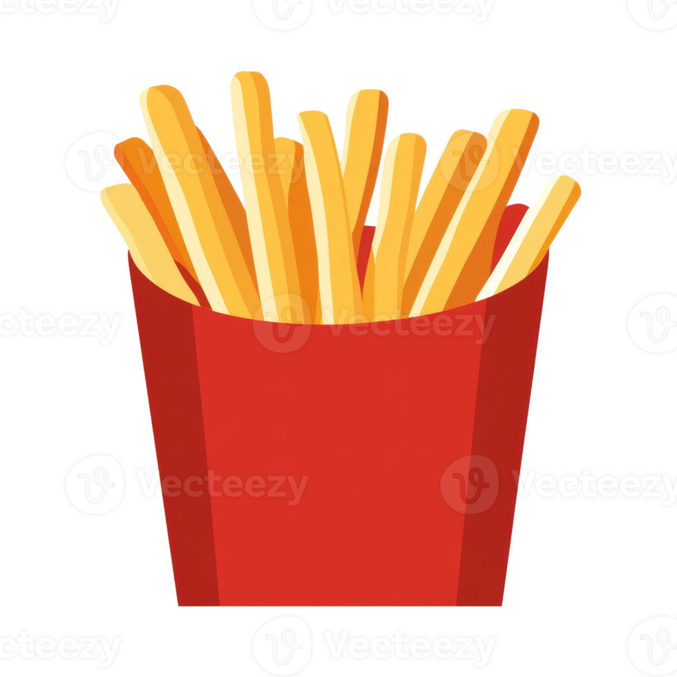 Red Container of Golden French Fries png