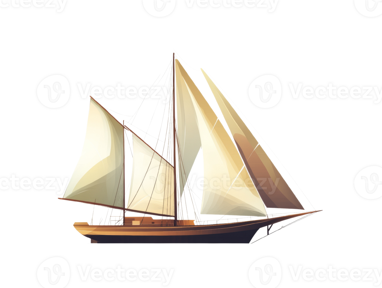 Elegant Sailing Yacht with Full Sails Unfurled png