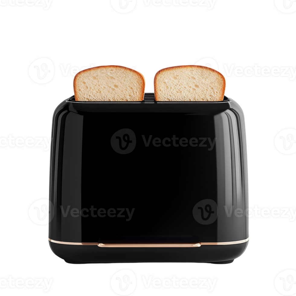 Black Toaster with Two Slices of Toasted Bread. cut out png