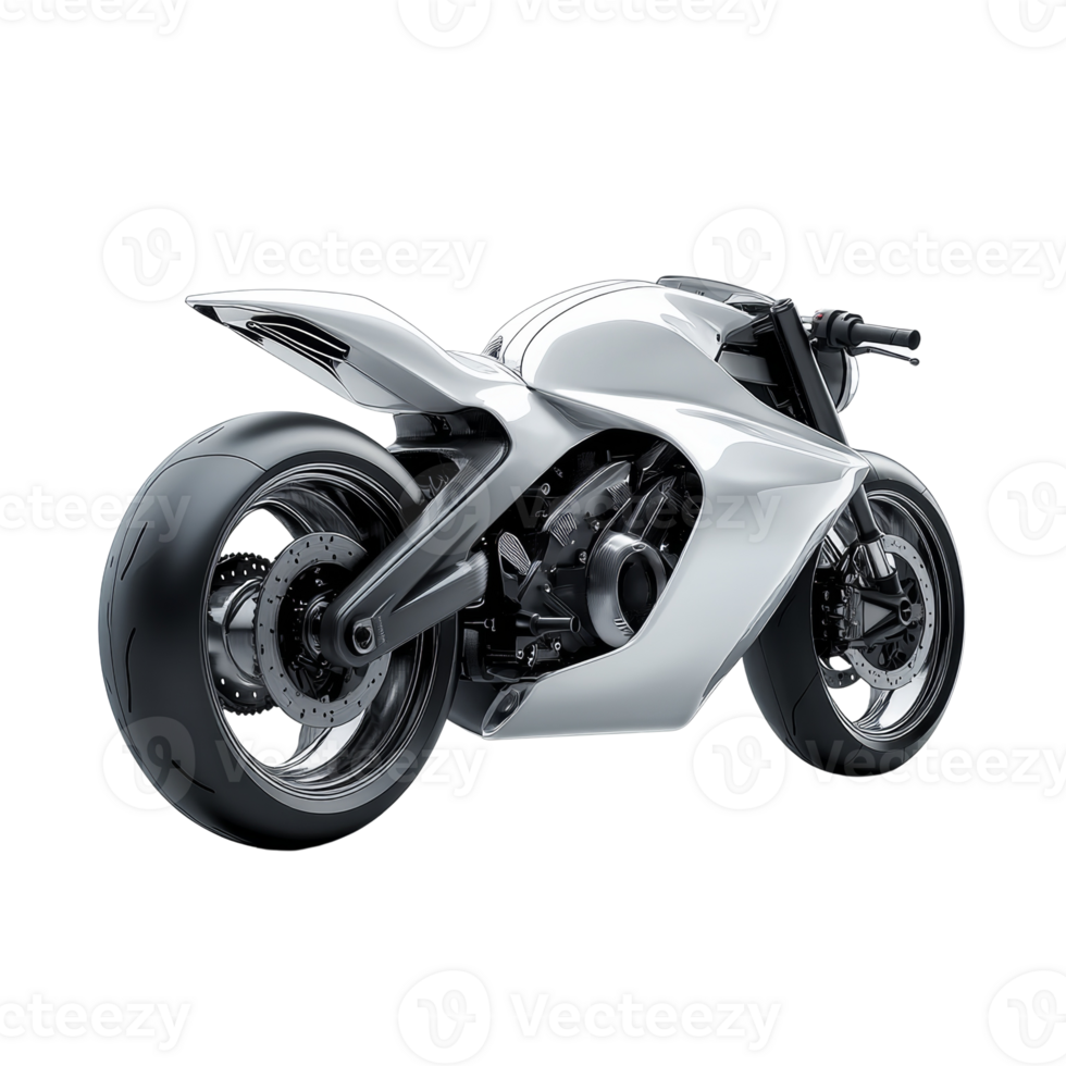 Sleek White Motorcycle Rear View Design Showcase png