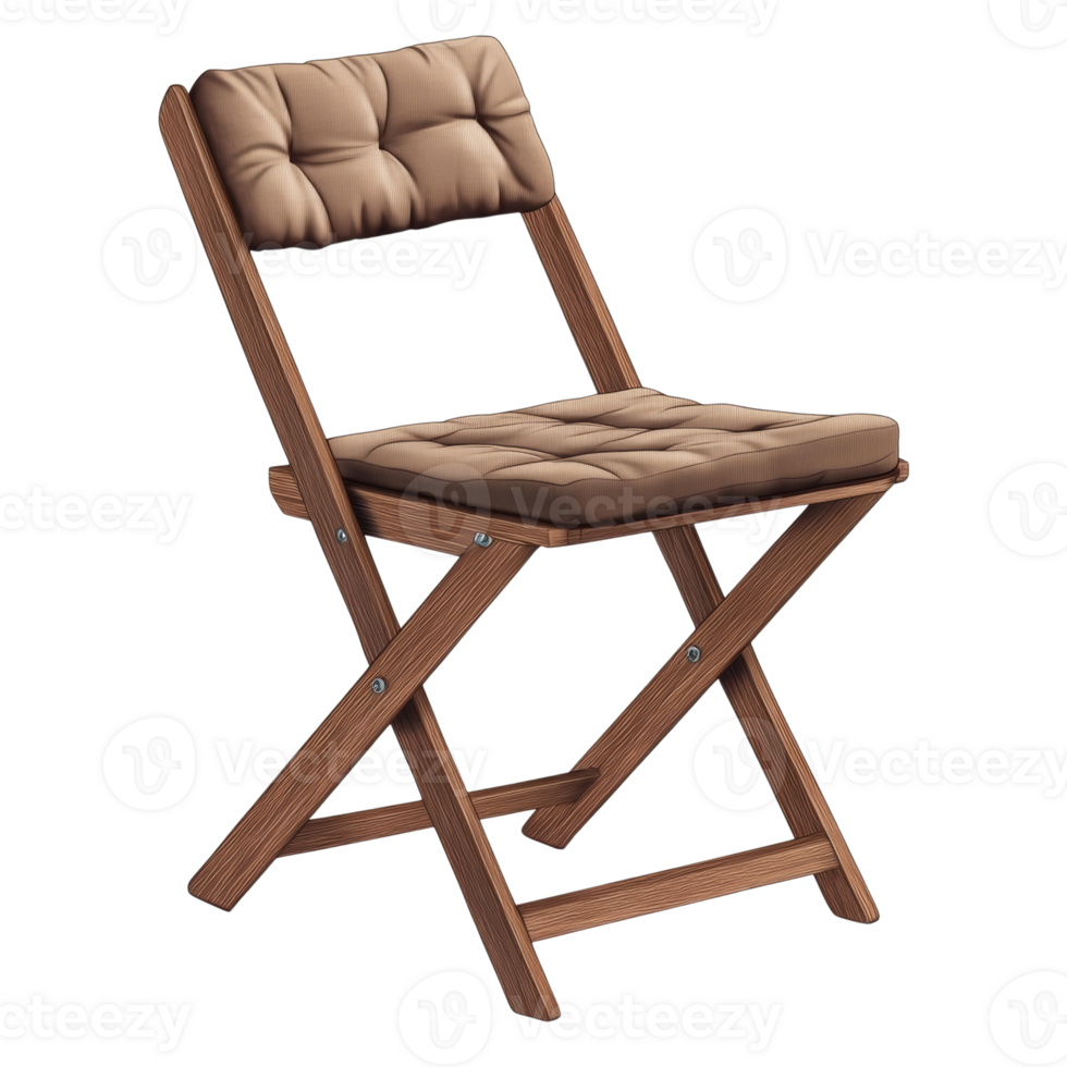 Wooden Folding Chair With Cushioned Seat And Backrest png