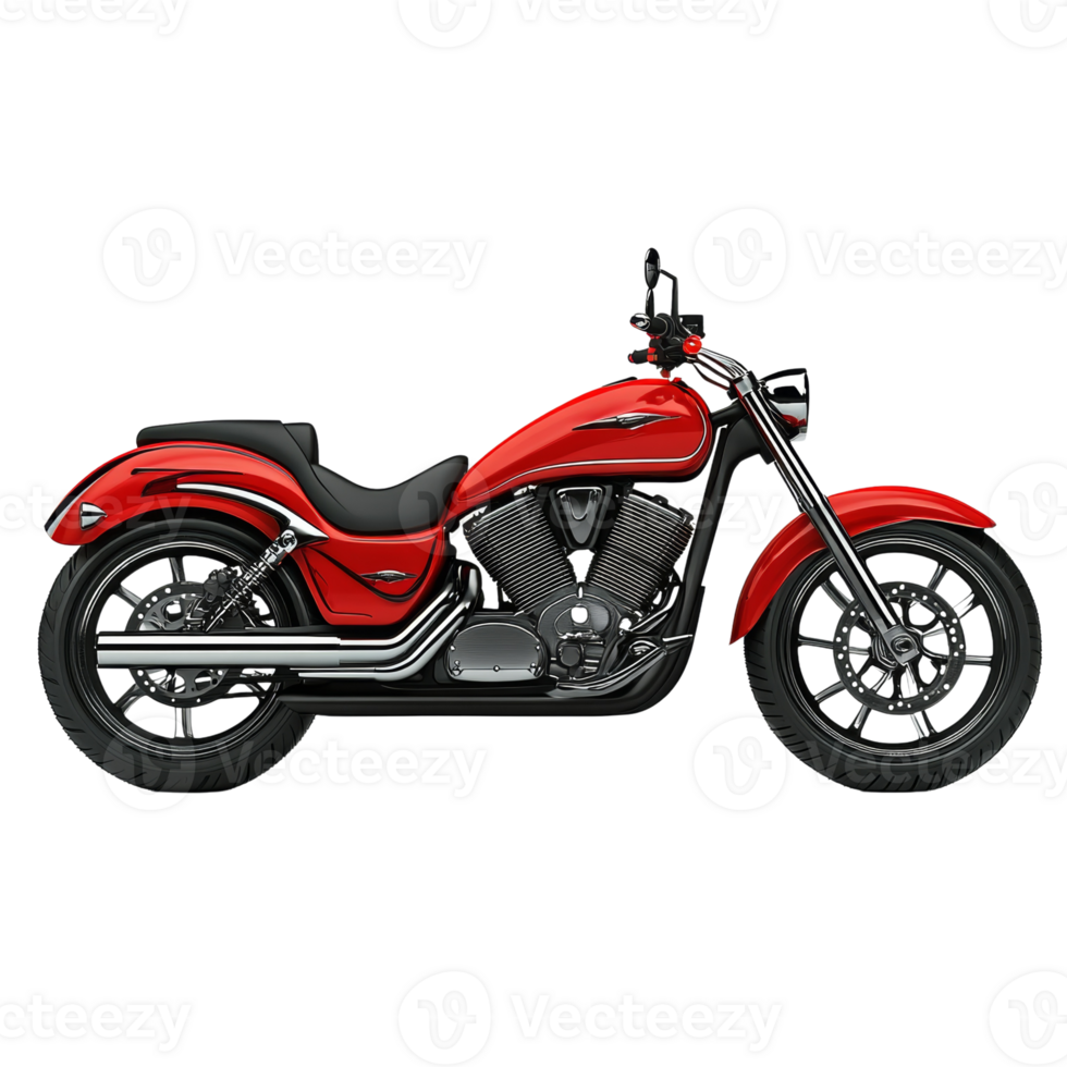 Sleek Red Motorcycle Side Profile Displaying Design Details png