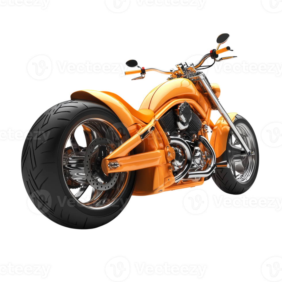 Orange Custom Motorcycle Rear View Display png