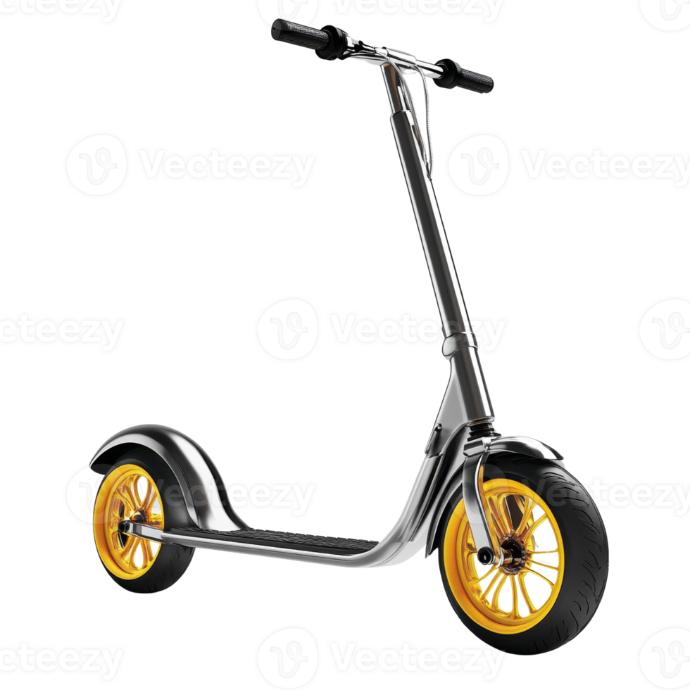 Chrome Scooter with Yellow Wheels Design png