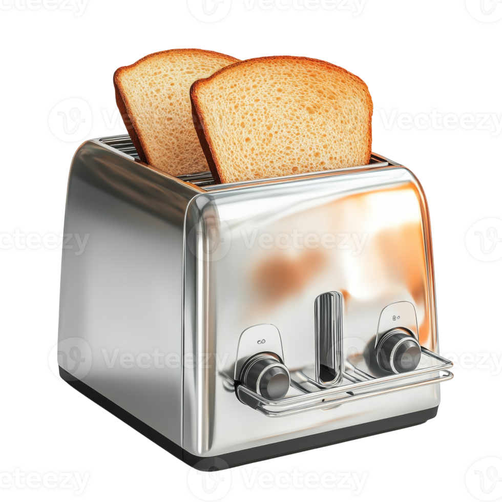 Stainless Steel Toaster with Golden Brown Toast png