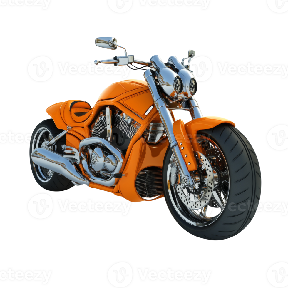 Orange Chrome Motorcycle Powerful Engine Design png