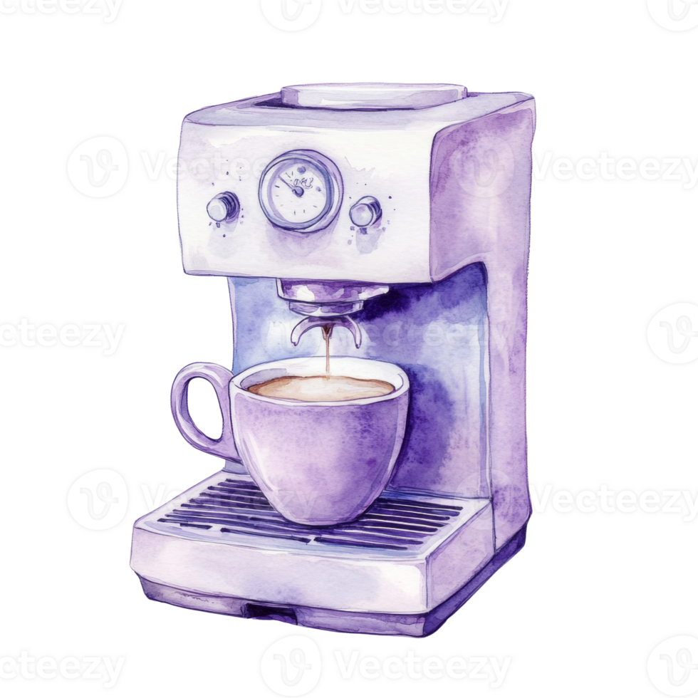 Lavender Espresso Machine Brewing Coffee Into Cup png