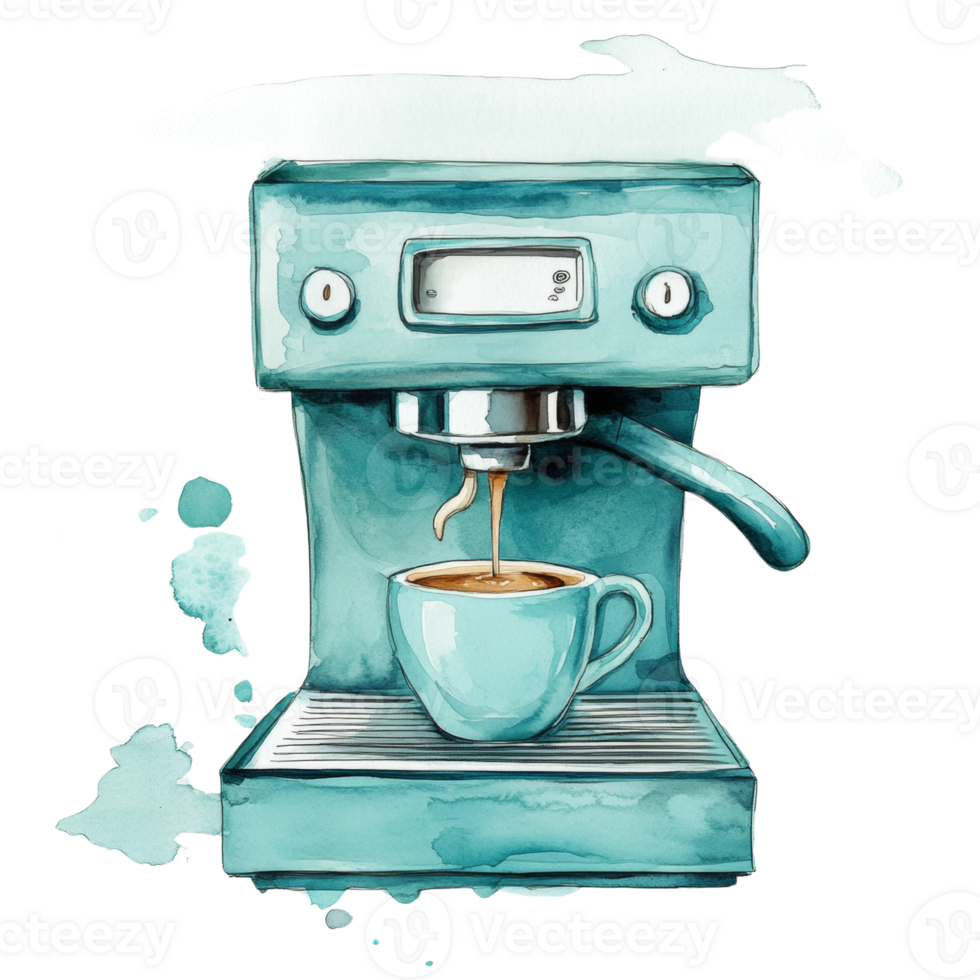 Aqua Espresso Machine Brewing Coffee Into A Cup png