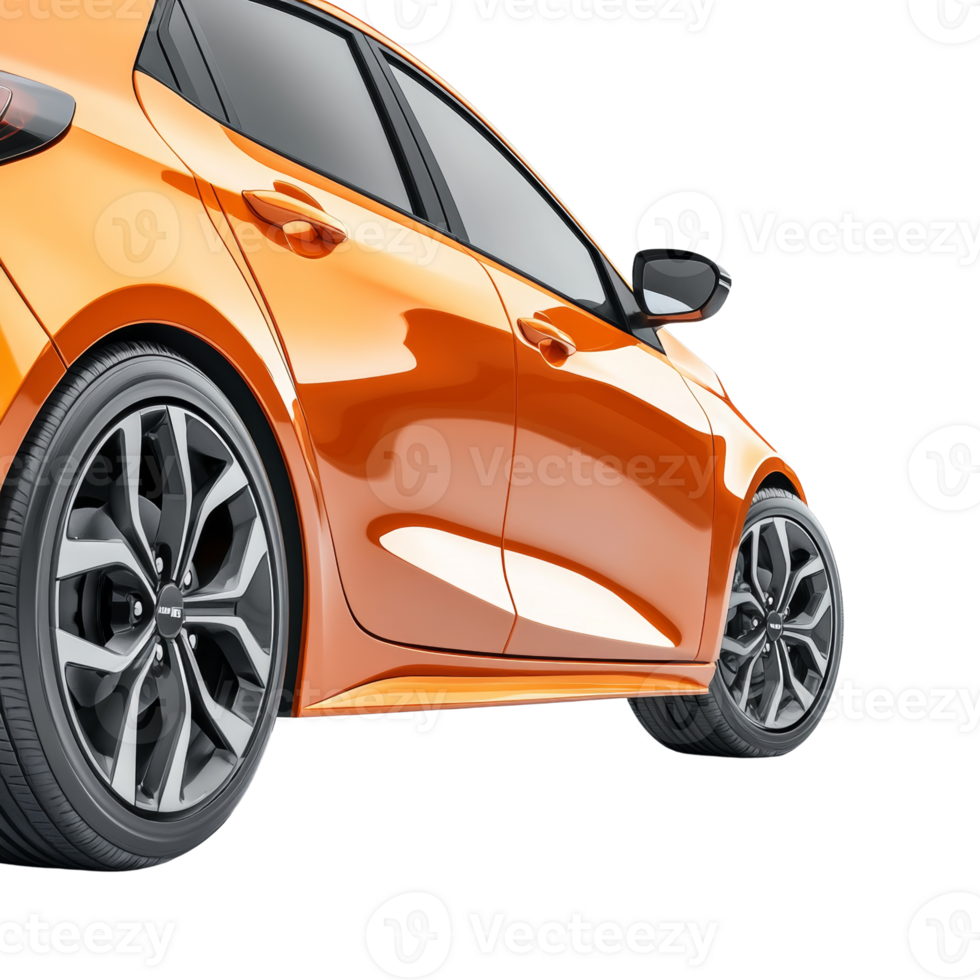 Orange Hatchback Car Side View Displaying Alloy Wheels png