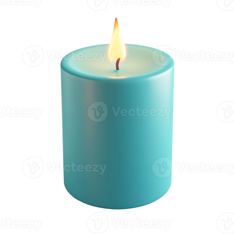 A Teal Candle Burning Brightly In The Dark png