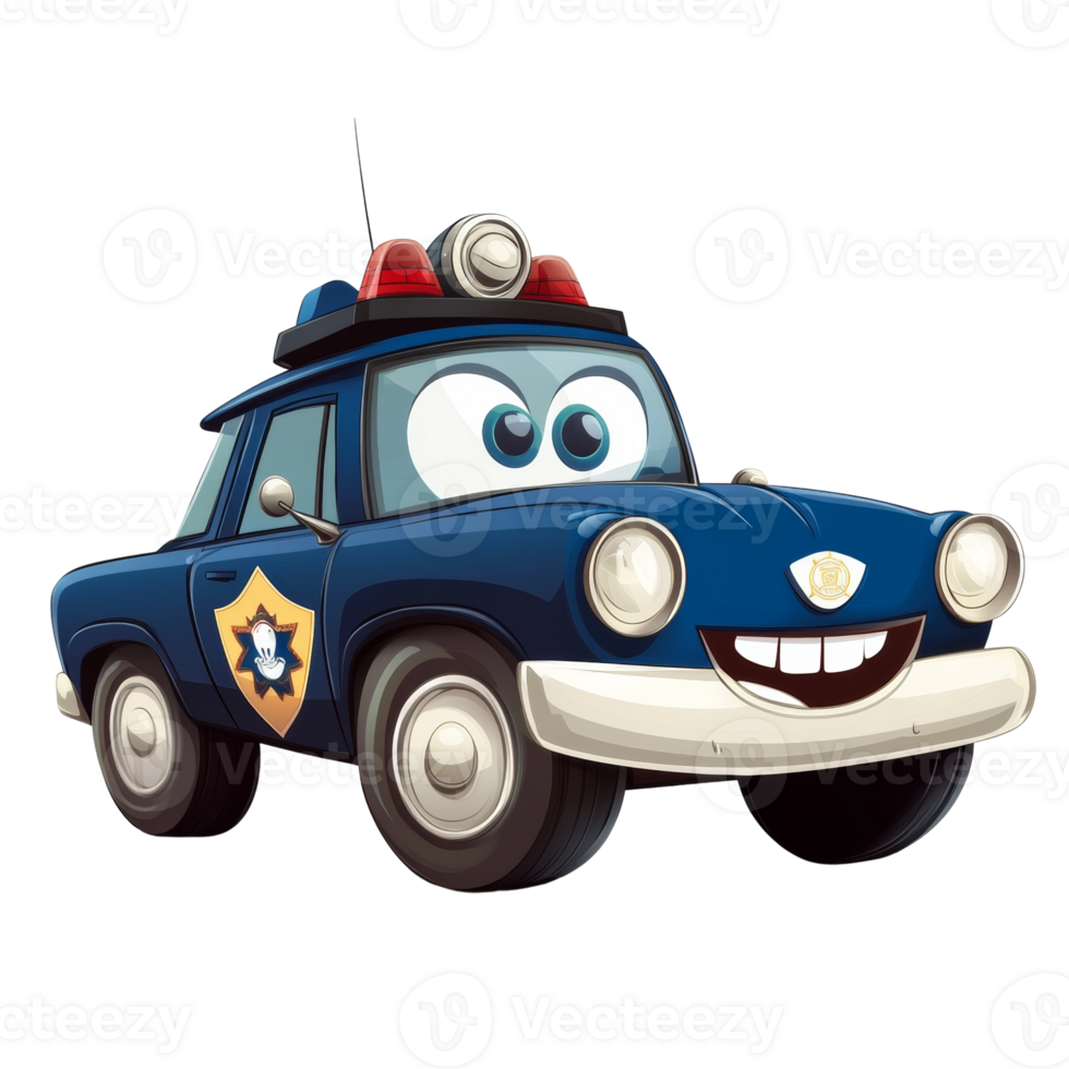 Happy Cartoon Police Car Smiles Brightly png