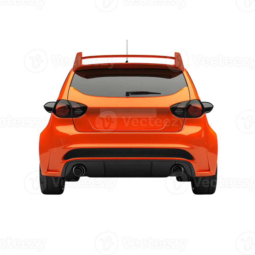 Rear View of a Vivid Orange Sports Hatchback Car png
