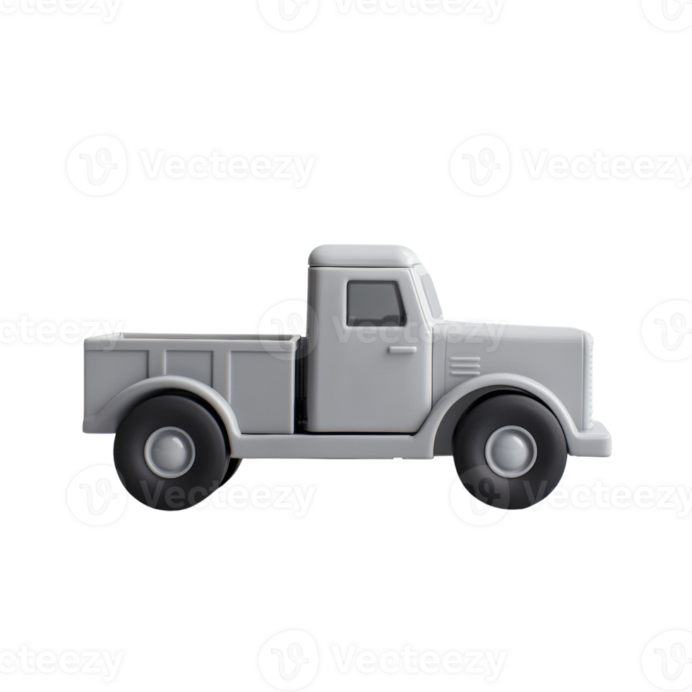 A grey toy pickup truck model is shown png