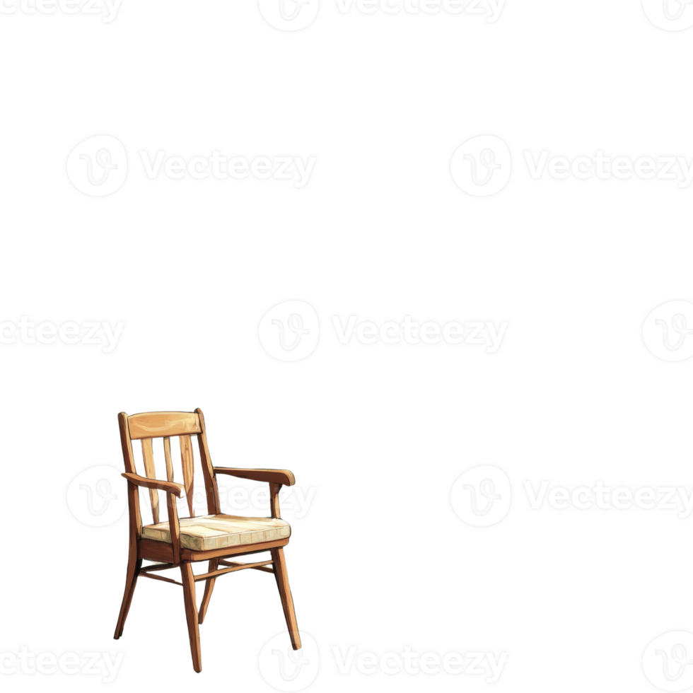 Wooden Chair With Light Cushion Isolated On Black Background png
