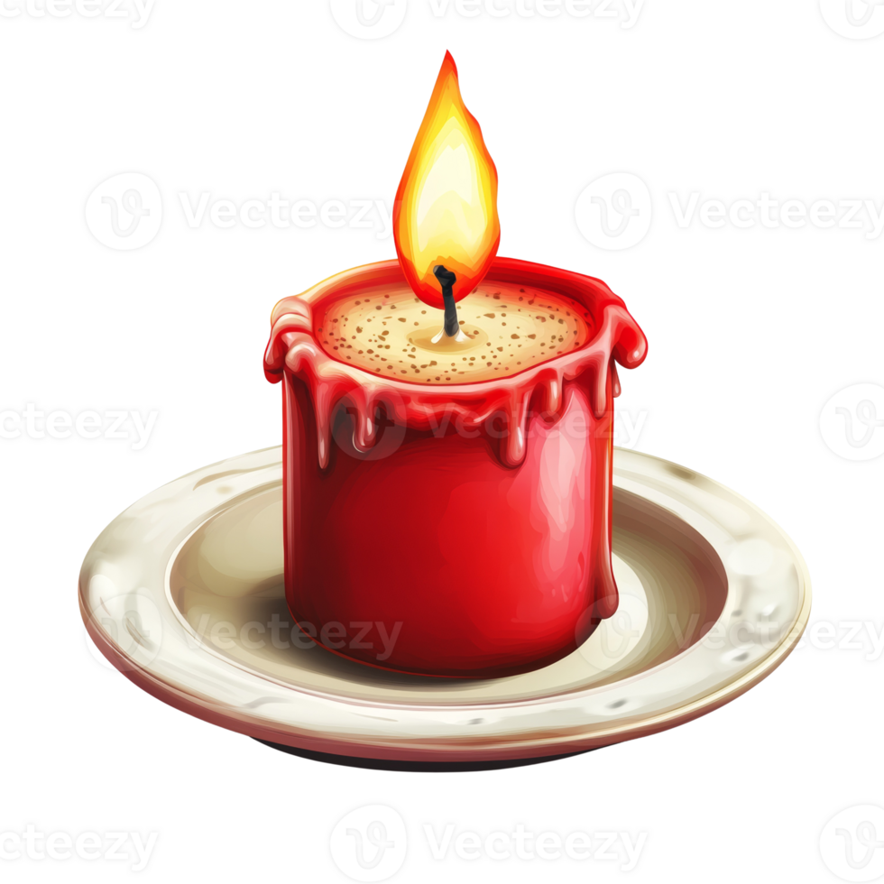 A single red candle flame burns brightly on a plate png