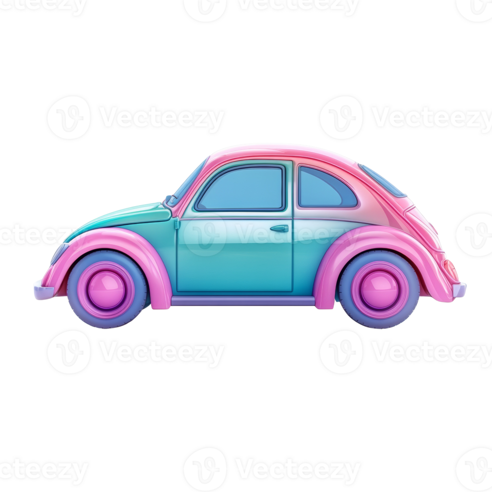 Pastel Pink and Teal Classic Car Side View png