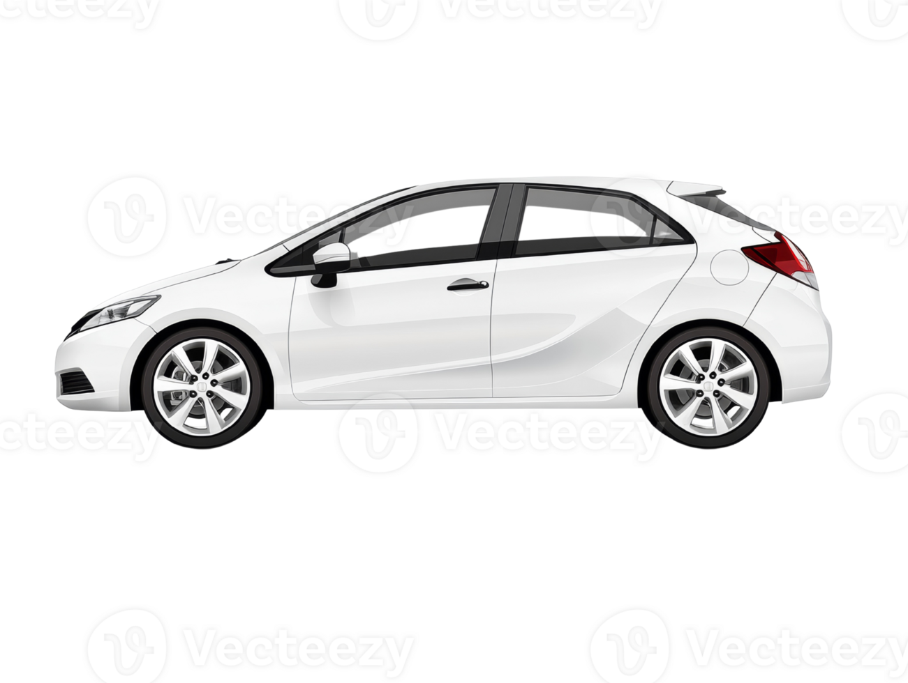 White Hatchback Car Side Profile View png