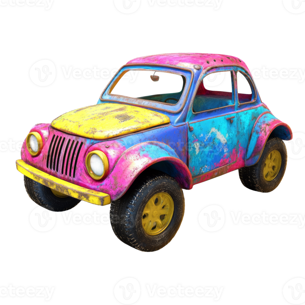A Colorful Rusty Vintage Car Model png