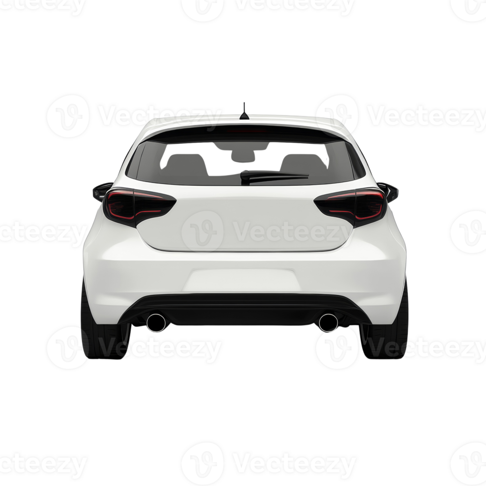 Rear View Of A White Hatchback Car png