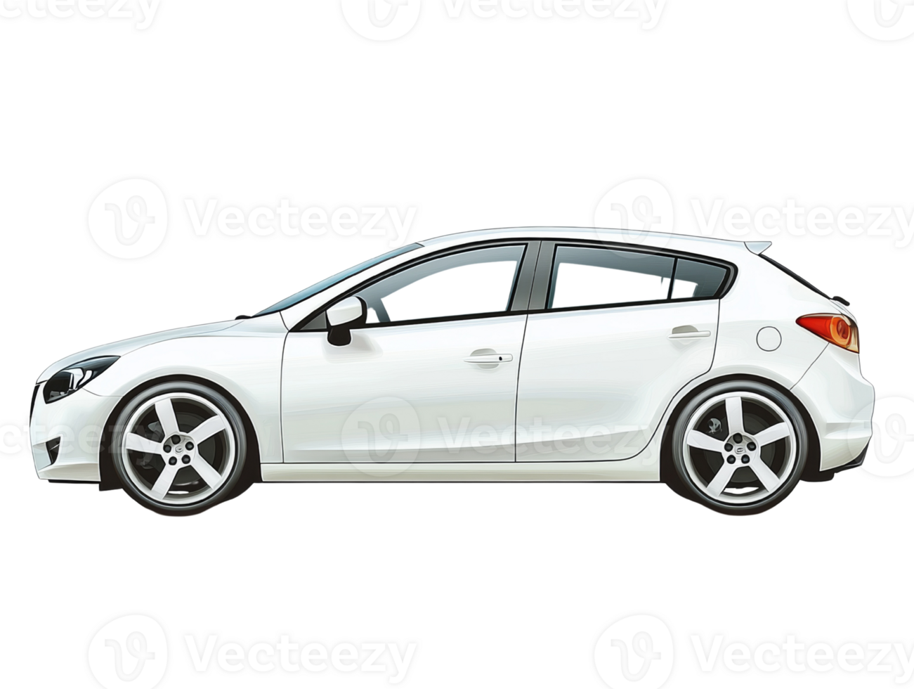 White Hatchback Car Side Profile Illustration png