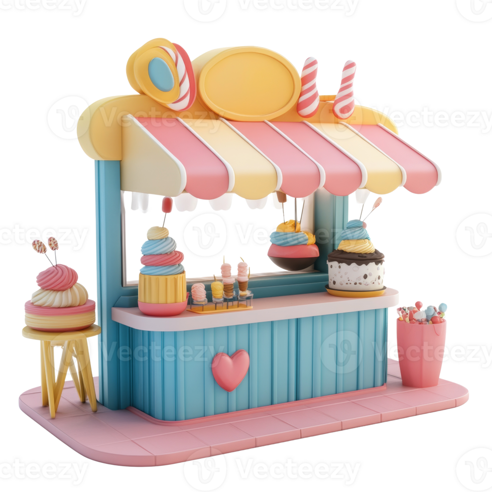 A whimsical candy and ice cream shop storefront png