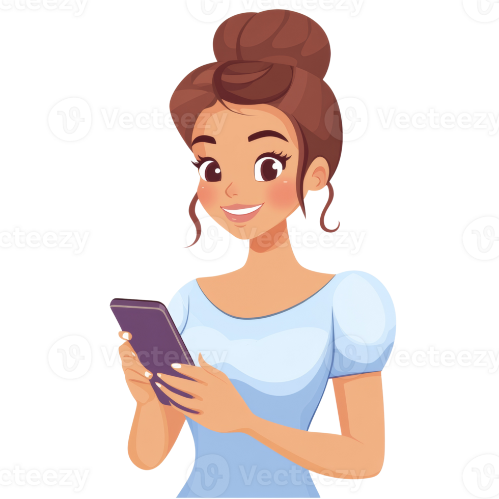 Young Woman Smiling While Using Her Smartphone png