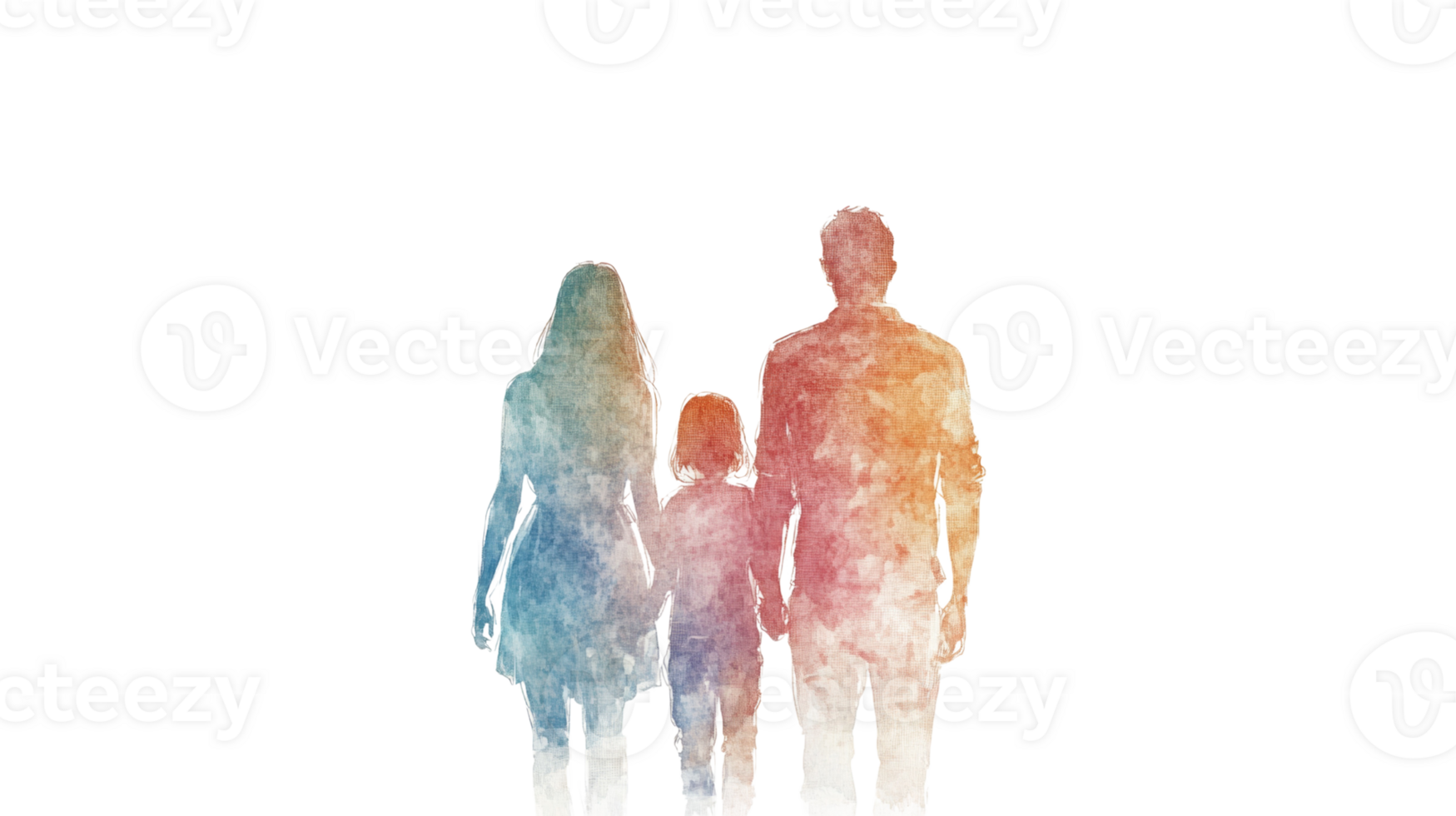 Watercolor Silhouette Of A Family Walking Together png