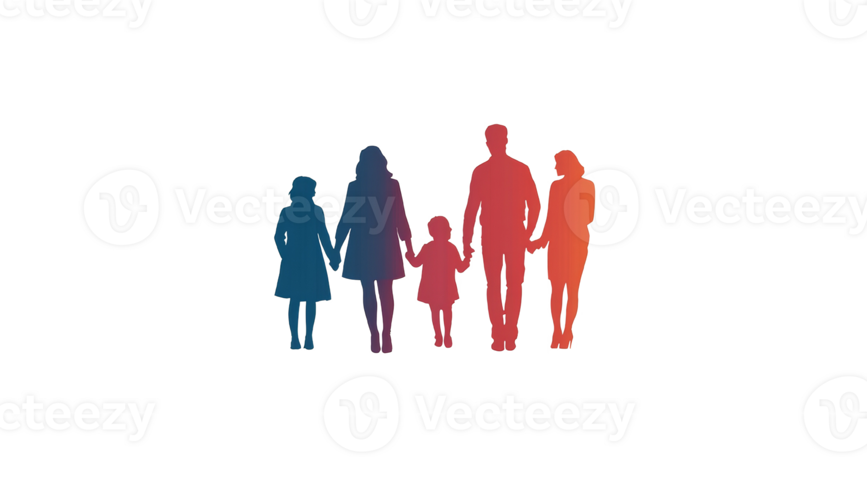 Colorful Silhouettes of a Family Holding Hands png