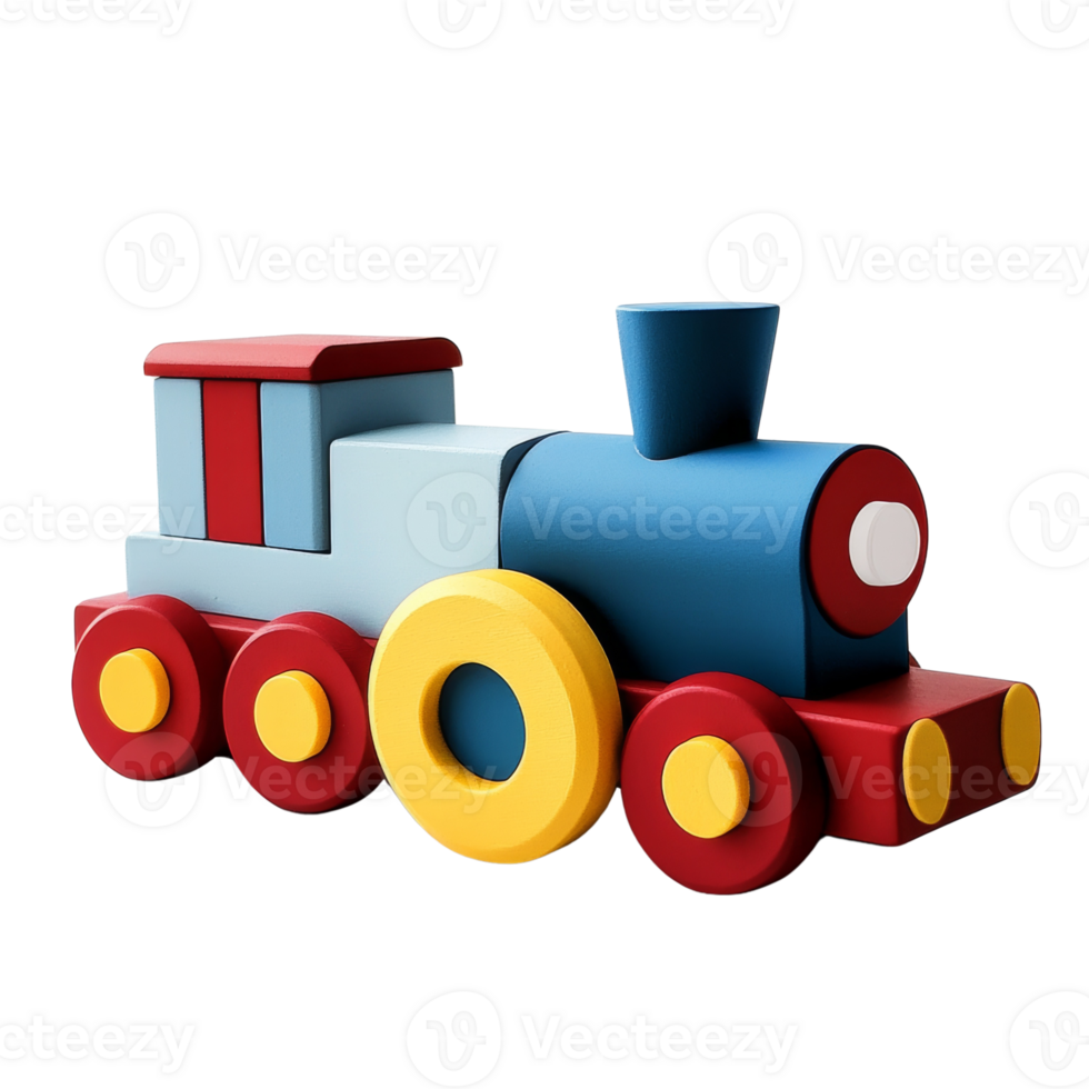 Colorful Wooden Block Toy Train Engine png