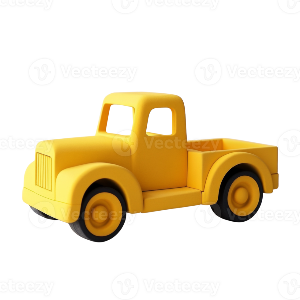 Yellow Toy Pickup Truck Isolated On Black Background png