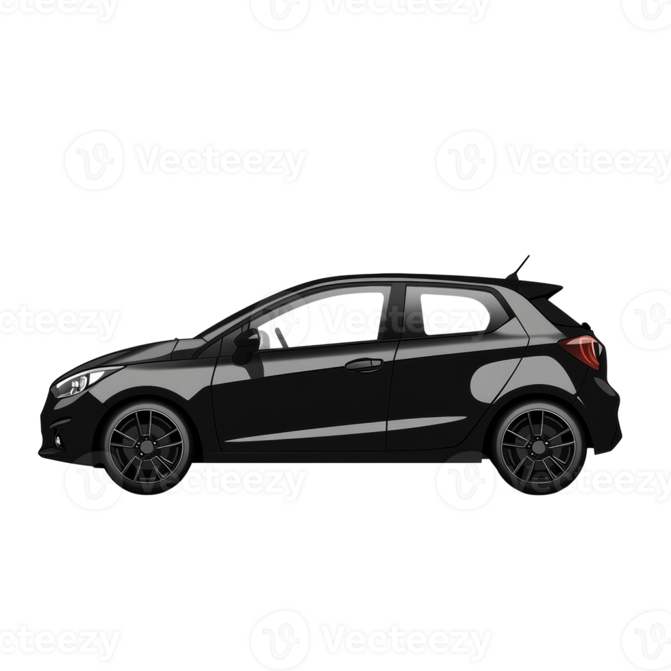 Sleek Black Hatchback Car Side Profile View png