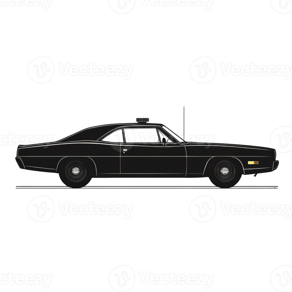 Classic Black Dodge Charger Police Car Side View png