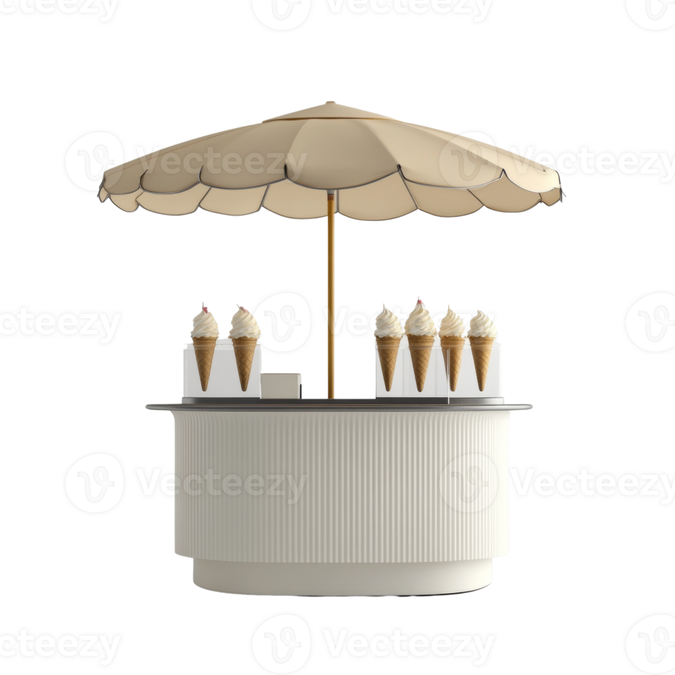 Elegant Ice Cream Cart Underneath a Parasol png