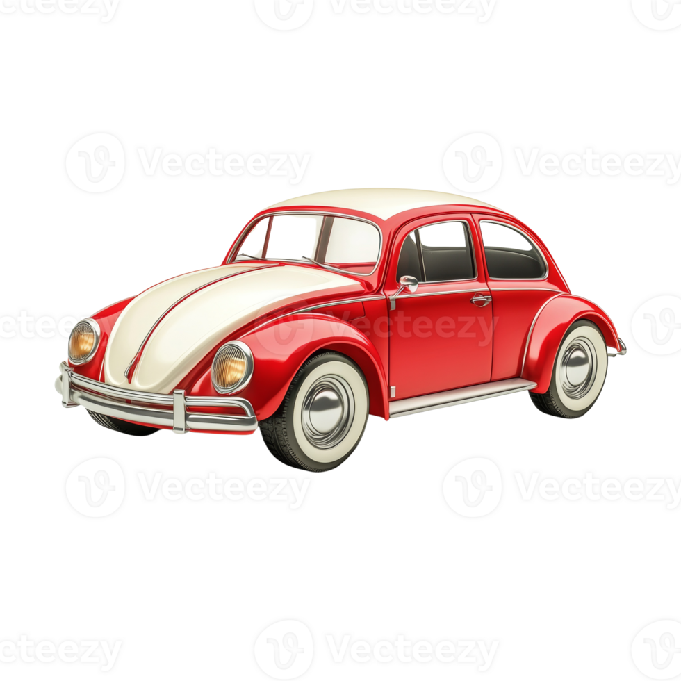 Classic Red and White Vintage Volkswagen Beetle Car png