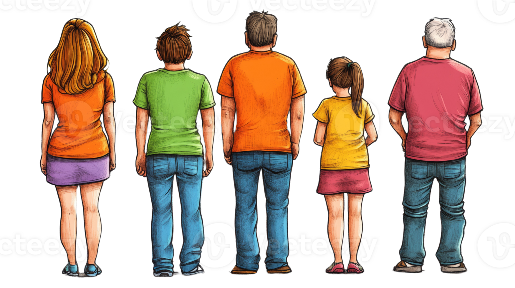 Family Members Stand Together Viewing a Scene png