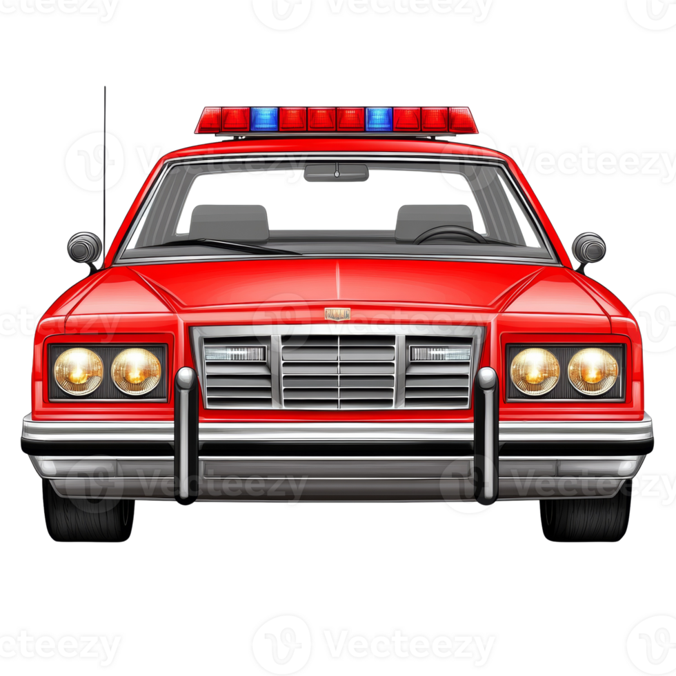 Classic Red Police Cruiser Car Front View png