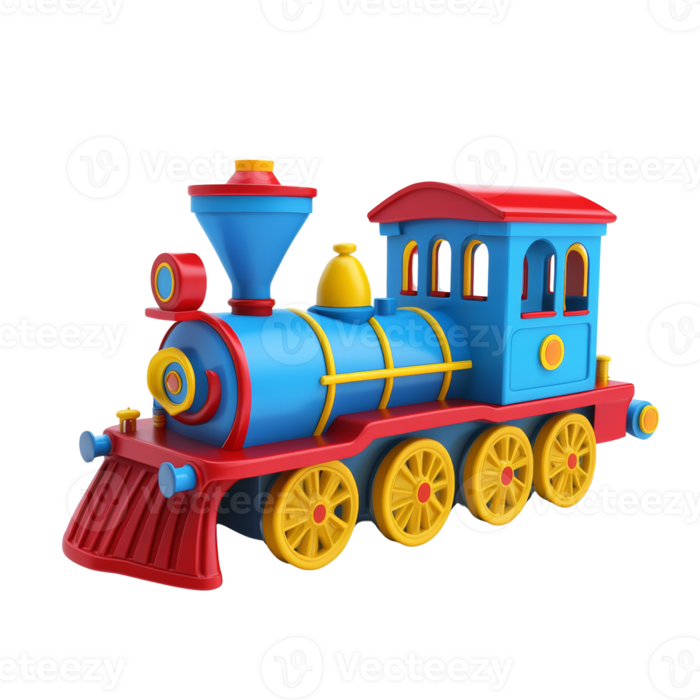 Colorful Toy Train Engine Model Rendered png