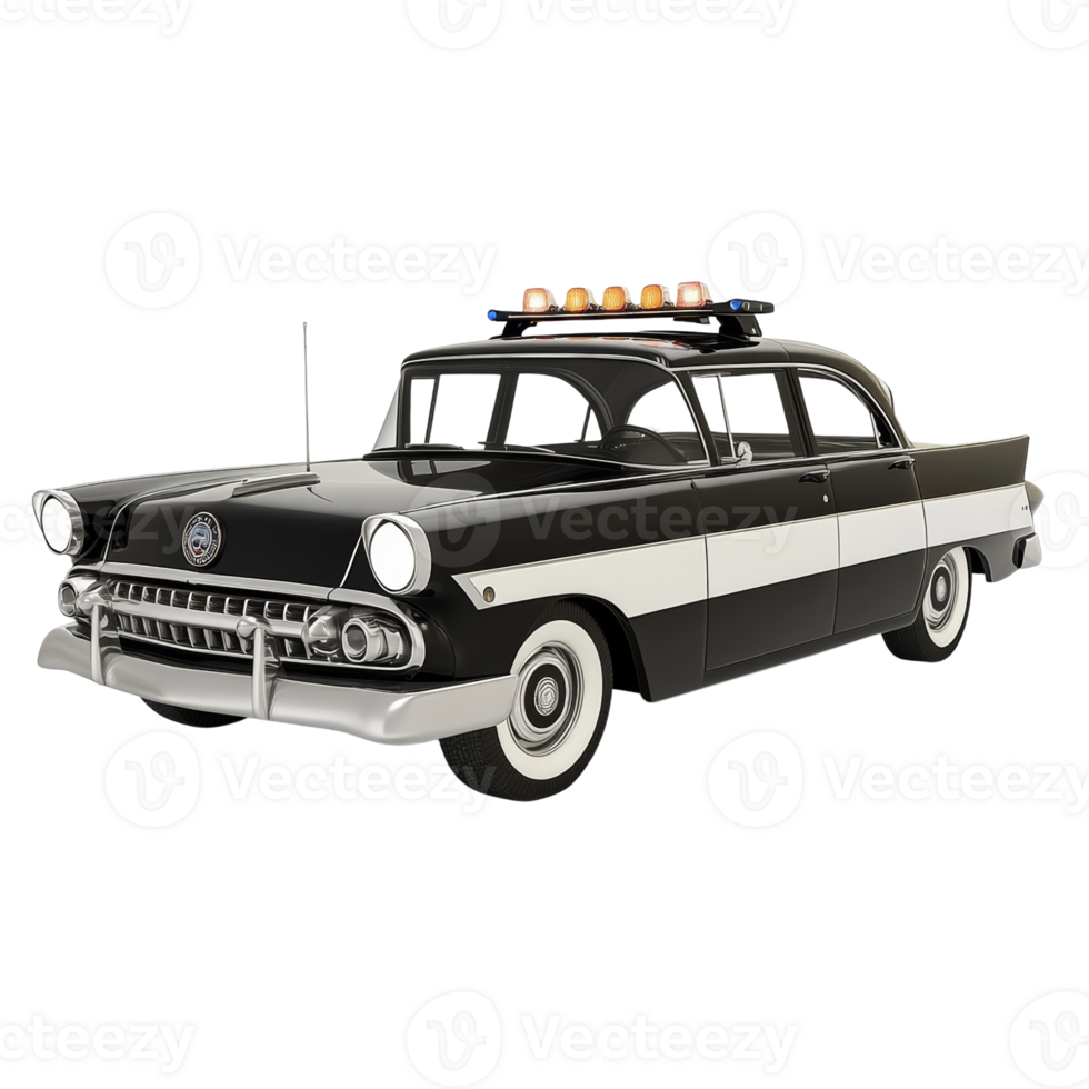 Classic Black And White Police Cruiser Car png
