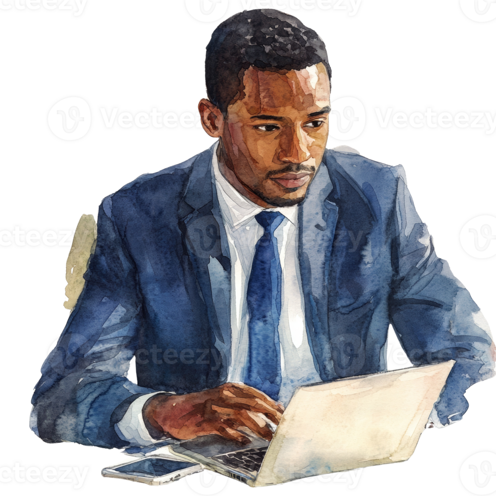 A Professional Man Works on His Laptop png