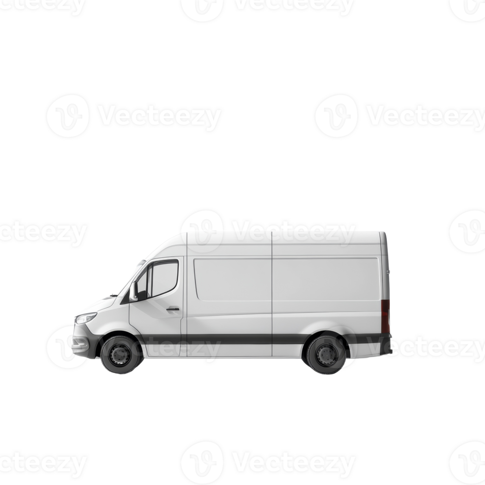 White Cargo Van Side Profile View Illustration png