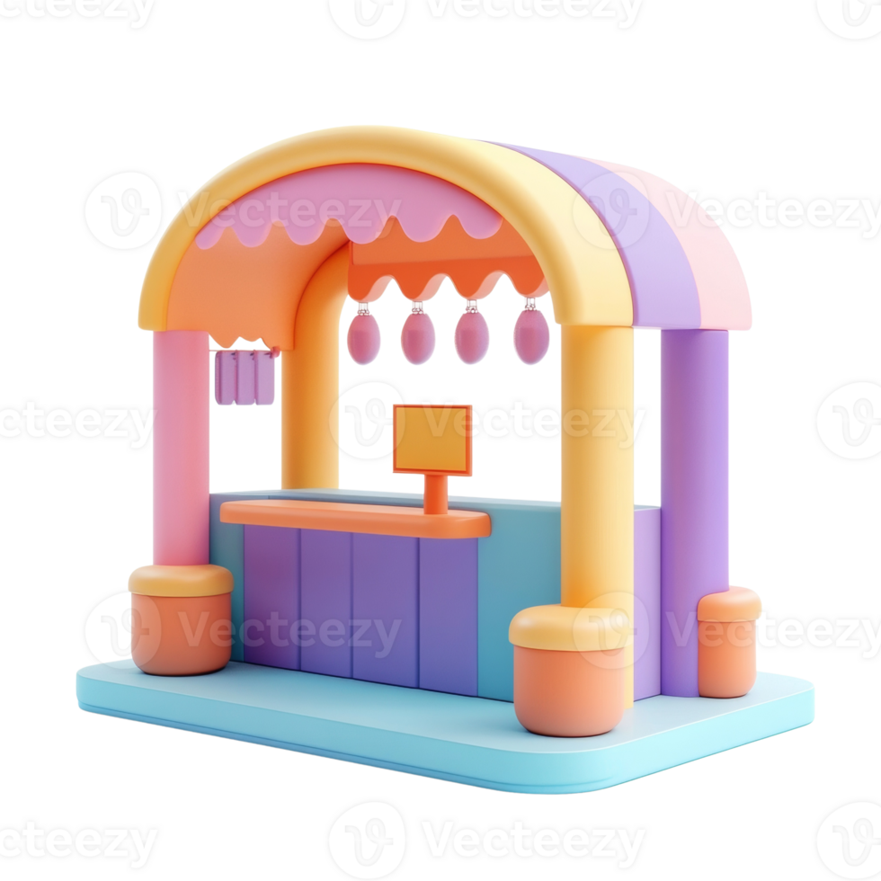 Pastel Colored Cartoon Style Sweet Shop Stand png