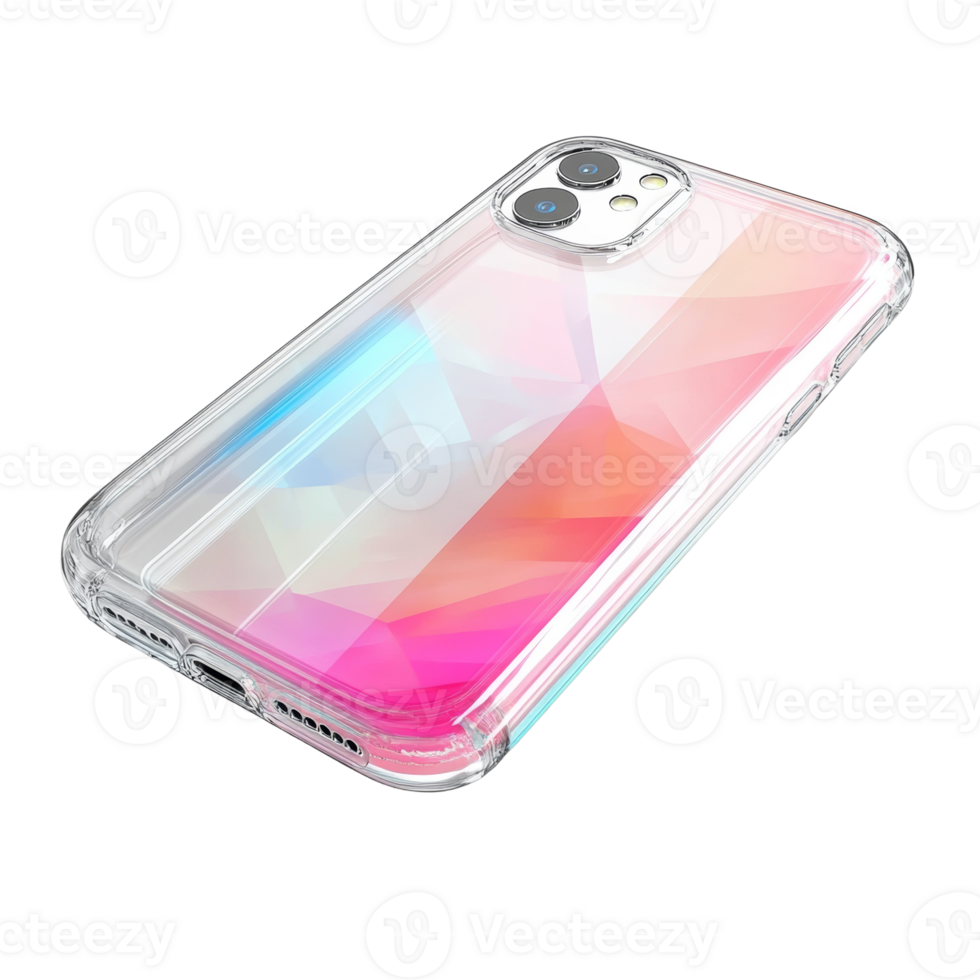 Clear Phone Case with Geometric Pink Design png
