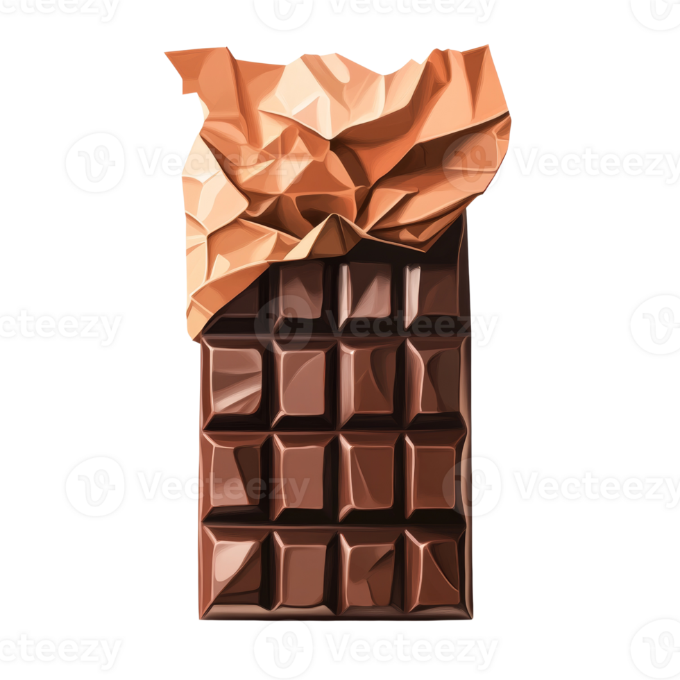 Milk Chocolate Bar Partially Unwrapped From Paper png