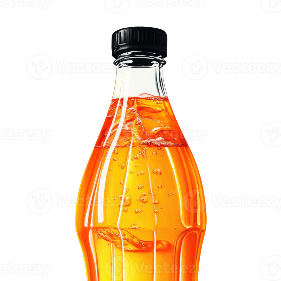 Orange Soda Bottle With Bubbles and Cap png