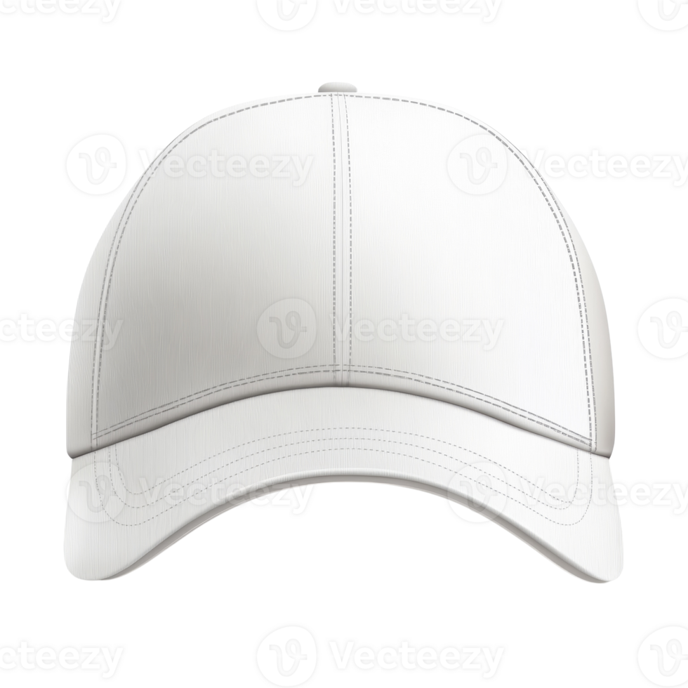 A plain white baseball cap is shown front and center png